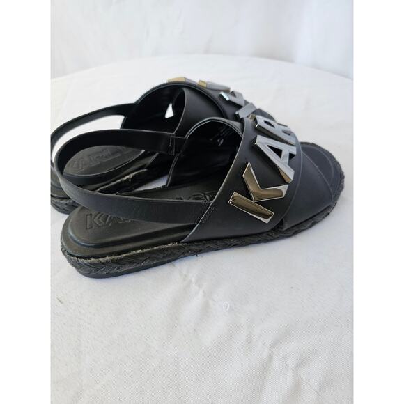 KARL LAGERFELD Women's Charla Slingback Espadrille Sandals In Black Size 5.5 M - Picture 2 of 7